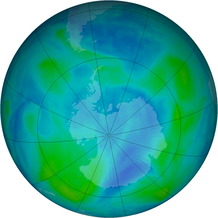 Antarctic ozone map for 28 February 1999